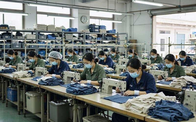 Indonesian textile factory worker